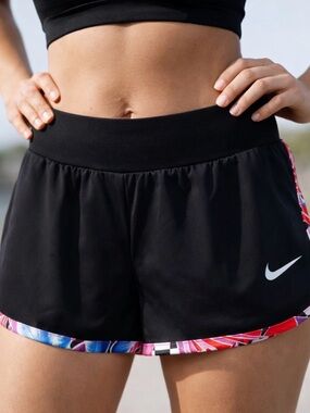 Nike Black Running Shorts Pink & Blue Trim Athletic Size M